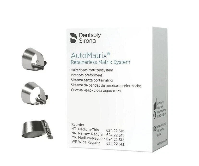 Dentsply Sirona 663001 AutoMatrix Medium Regular Retainerless Matrix Bands 72/Pk