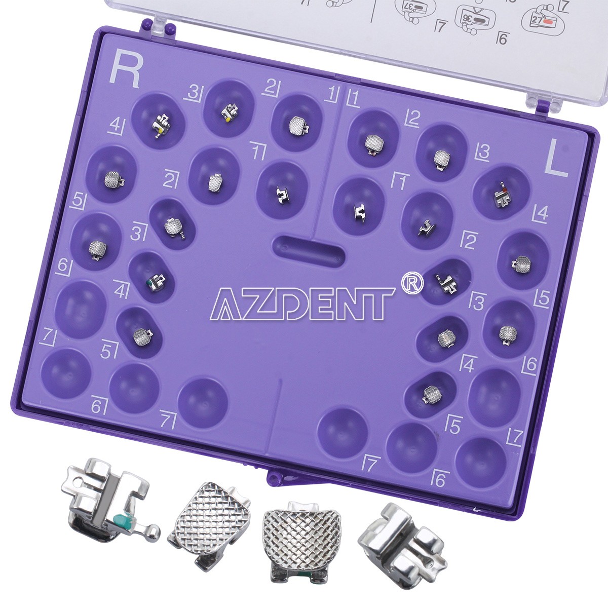 AZDENT Dental Orthodontic Brackets Self-ligating Braces Roth/MBT 022 Hooks 3/345