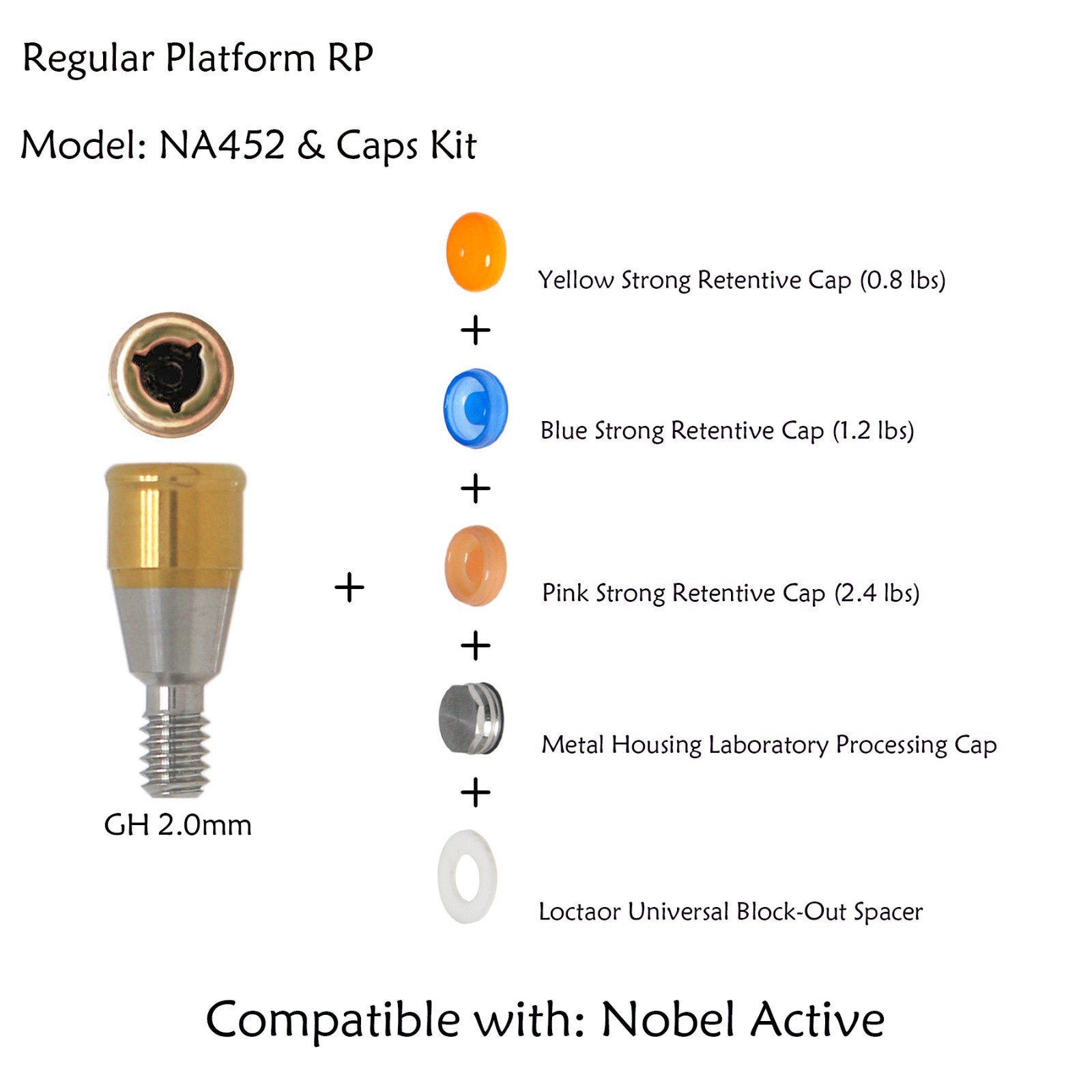 Locator Abutment for Nobel Active Biocare Conical Connection NP/RP 1-5mm Height