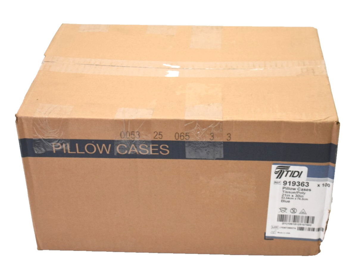 Lot of 100 Tidi Everyday Pillowcases Tissue/Poly Standard Disposable 21″ x 30″