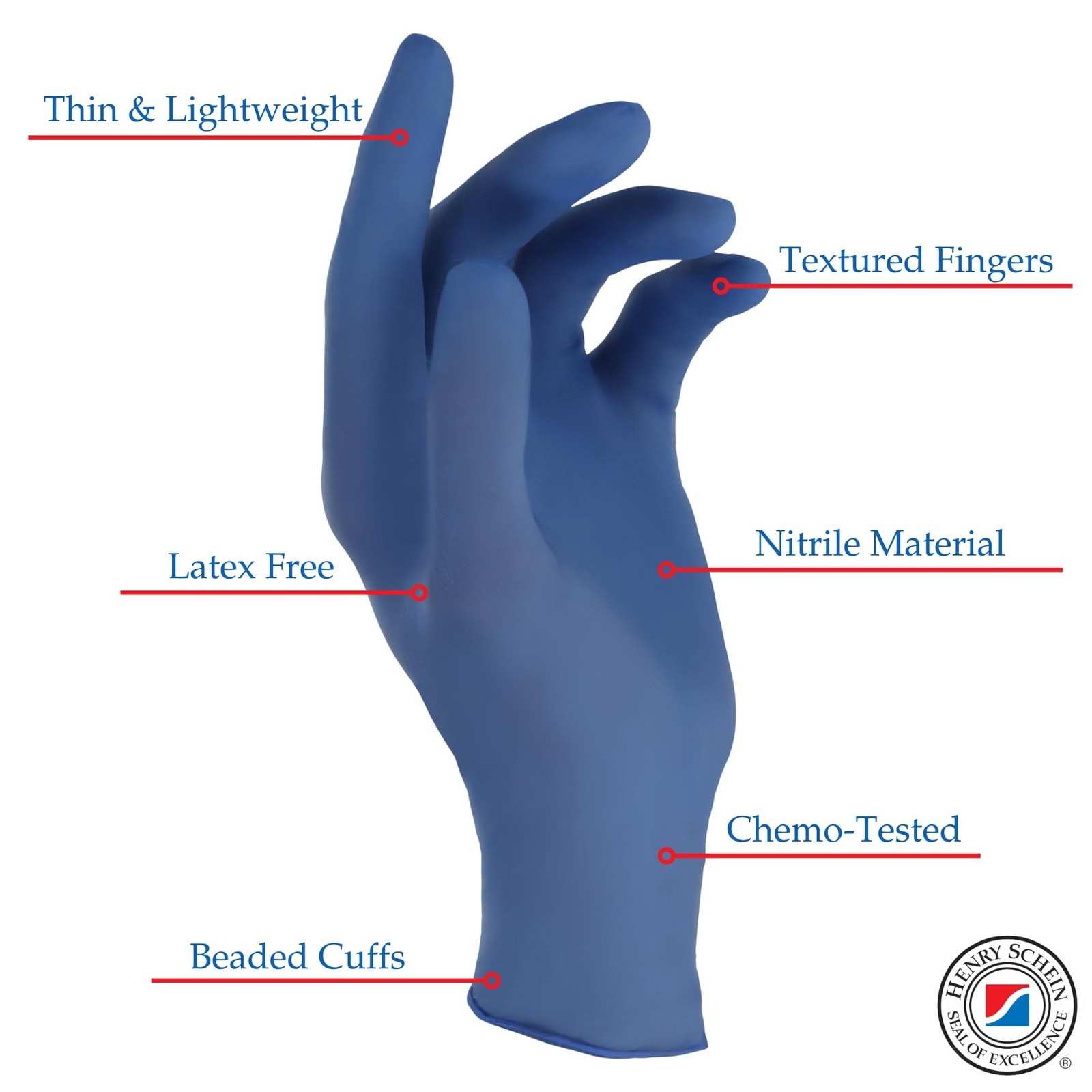 Henry Schein Criterion N200 Nitrile Exam Gloves, Latex-Free, Textured, Blue, …