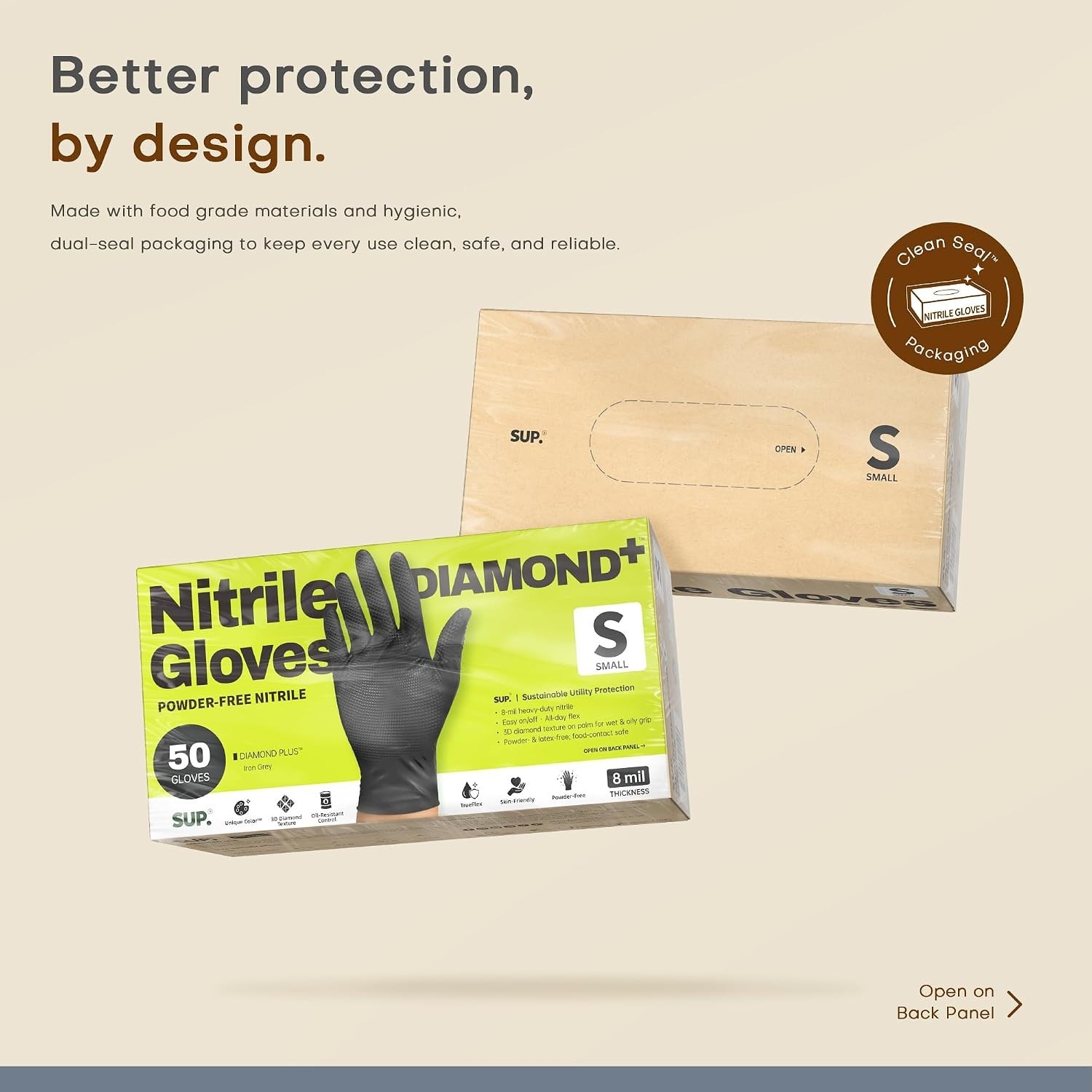 Heavy-Duty 8 Mil Nitrile Gloves – Diamond Textured, Chemical Resistant, 50 Ct