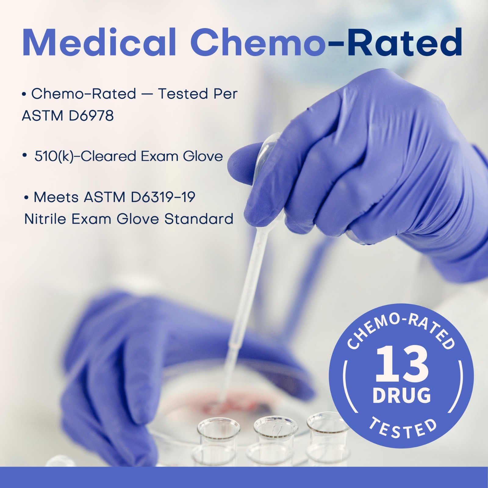 Medical Nitrile Exam Gloves, Blue Iris, Powder-Free Food-Safe Disposable Glove