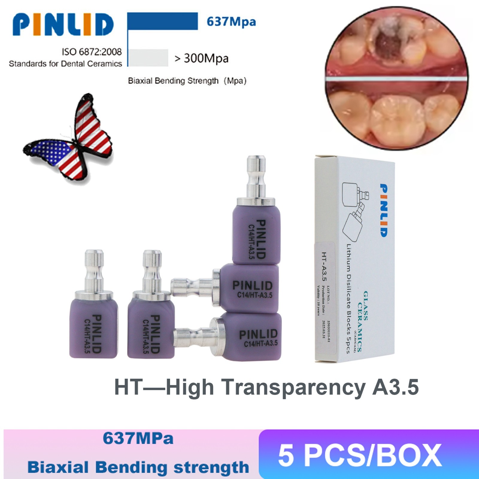 US Dental Emax C14 HT Glass Ceramic for Veneers Lithium Disilicate Blocks CEREC