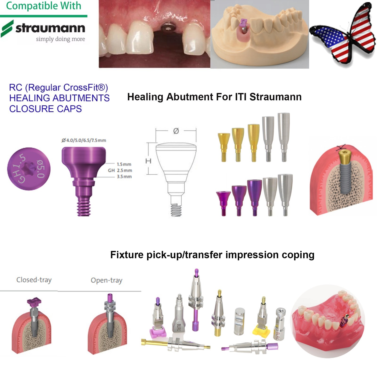 Straumann NC/RC Healing Abutment Closure Cap Scan Body Analog Impression Coping