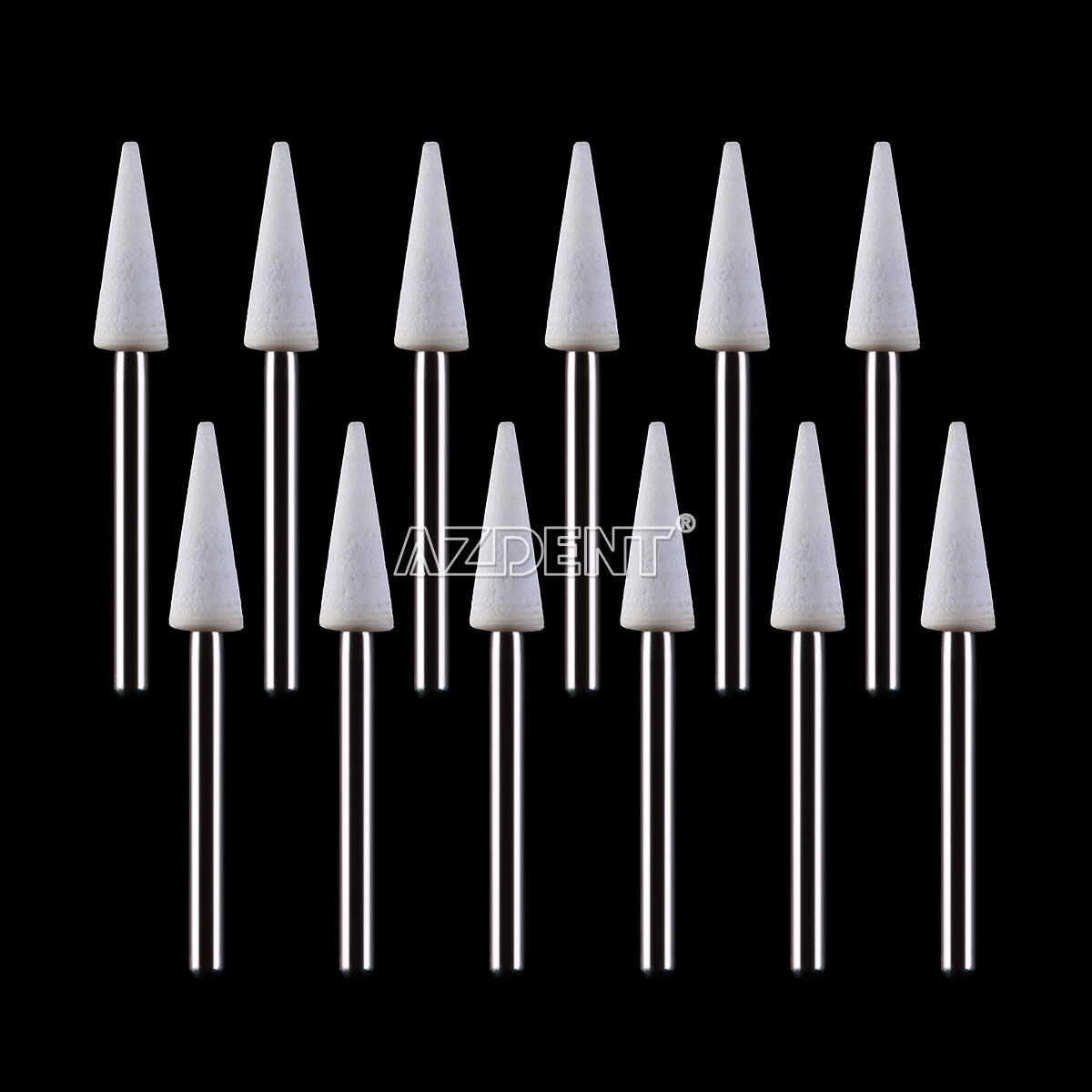 Dental White Stone Flame Mounted Polishing Burs- FG 12/pks Abrasion Point Bur