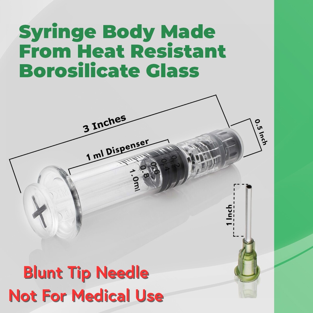 Kopperko 1ml Borosilicate Glass Luer Lock Syringes – Heat Resistant – Leak Free