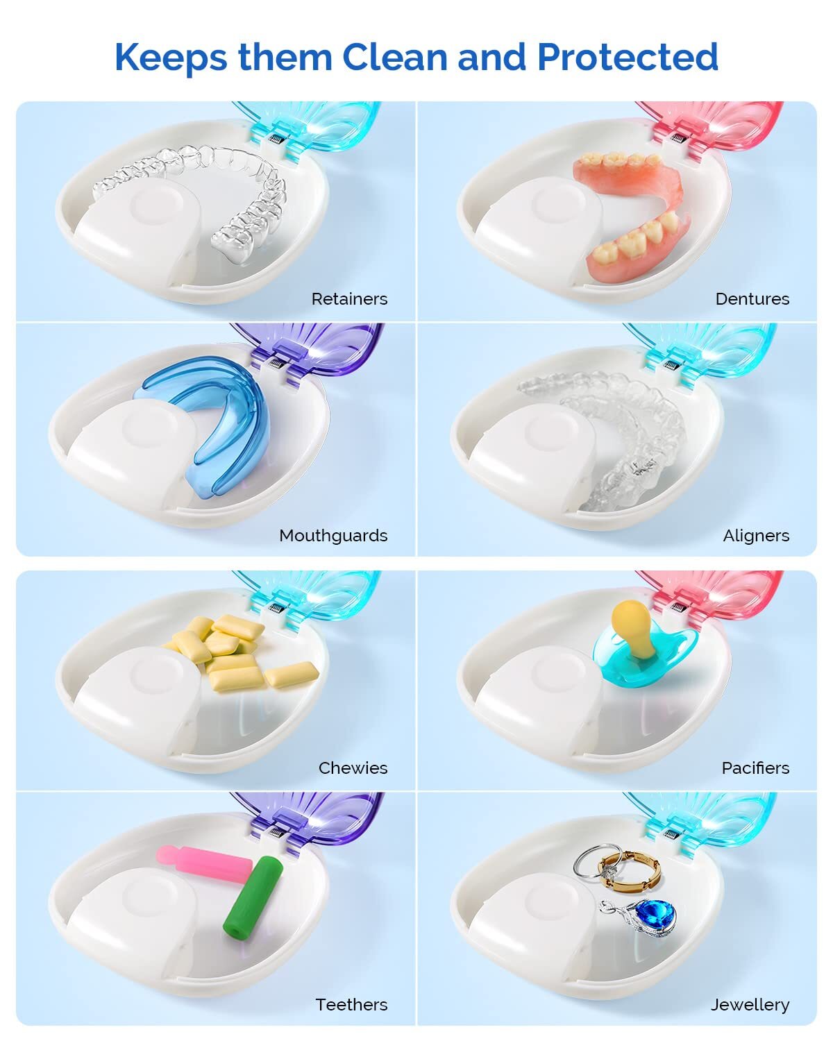 JMU Dental Orthodontic Retainer Boxes Mouth Guard Containers Denture Case