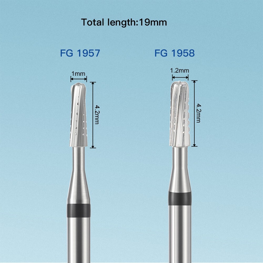 Dental Tungsten Steel Carbide Crown Metal Cutting Bur FG-1957/FG-1958 High Speed