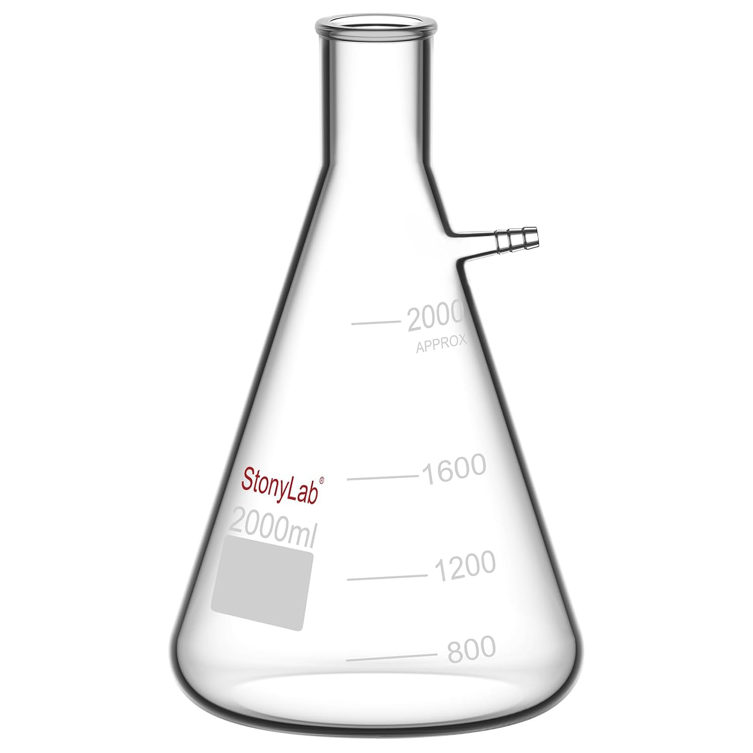 2000ml Borosilicate Glass Filtering Flask, Bolt Neck with Tubulation, 2L (2 Lite