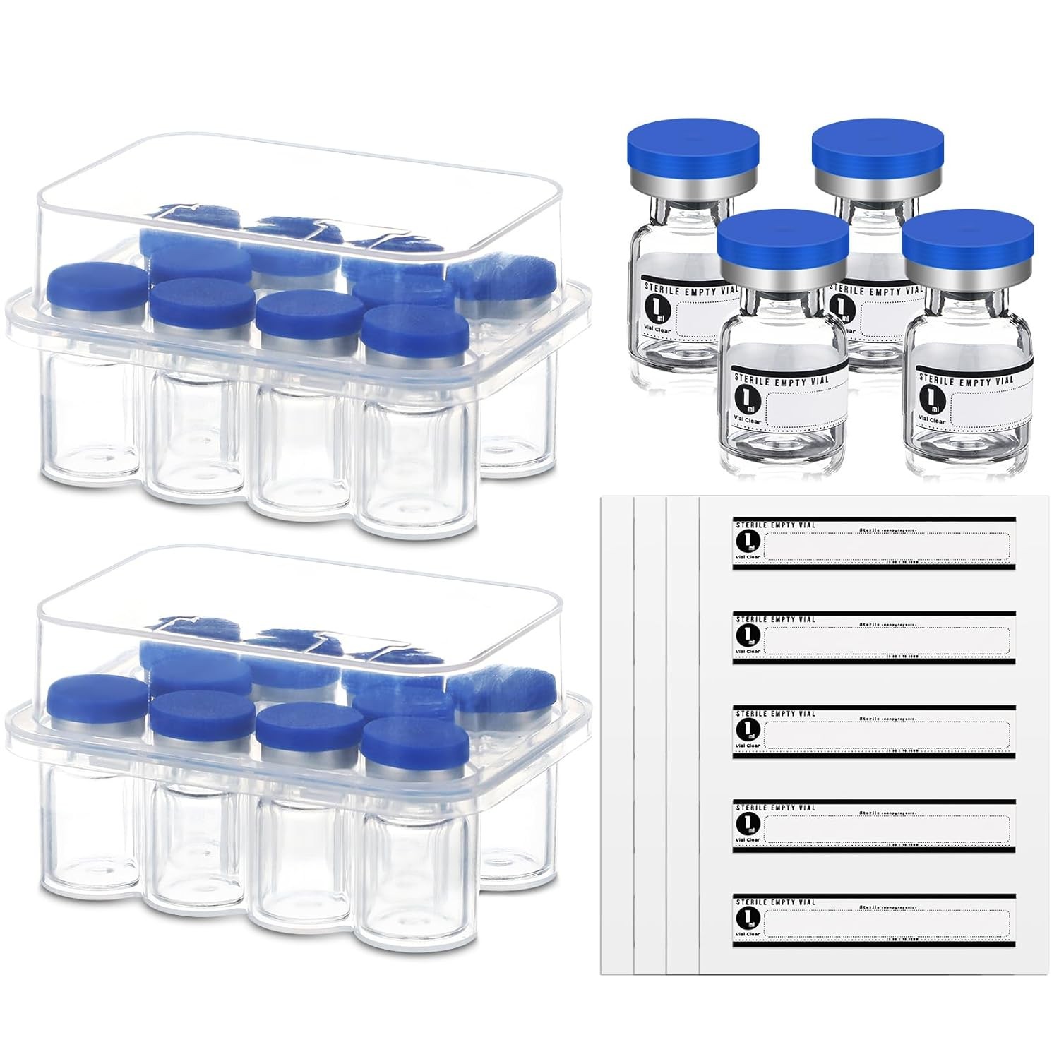 Threlaco 20 Pcs 1ml Sealed Sterile Empty Vials with Self Healing Injection Port