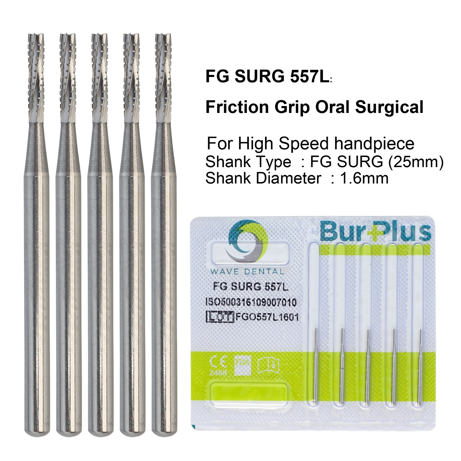 Wave Dental Surgical Bur Round Long 25mm Carbide Bur Friction Grip FG High Speed