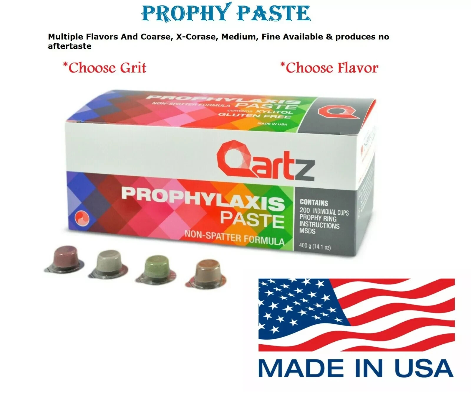 Dharma Quartz Prophy Paste Non-Splatter Formula w/ Xylitol (400 cups/ Box)