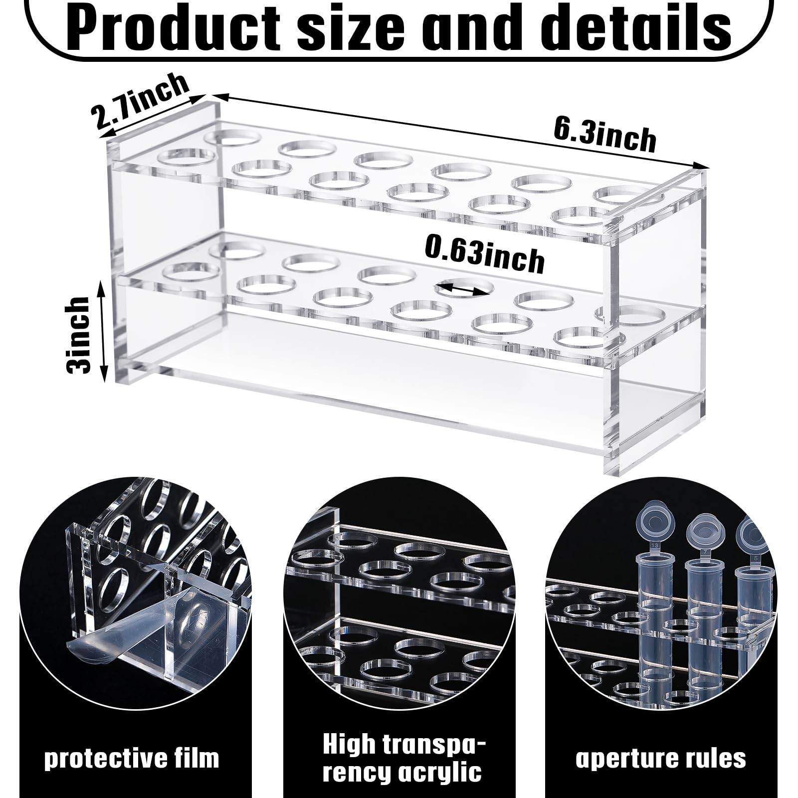 2 Pcs Acrylic Test Tube Rack 12 Wells 10ml Acrylic Centrifuge Tube Holder Cle…