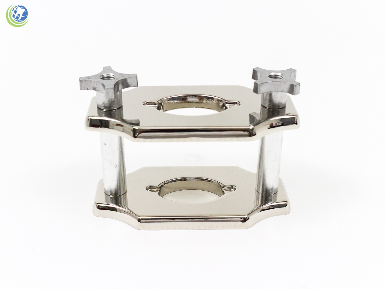 NEW DENTAL LABORATORY DENTURE RELINE JIG CHROME COATED PLATES W/ 2 POSTS