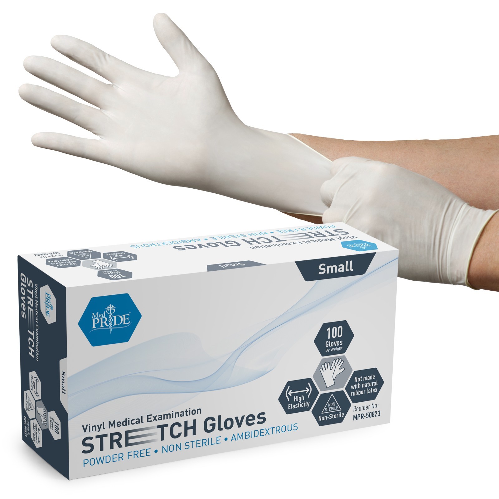 MED PRIDE Stretch Vinyl Medical Exam Gloves Ultra-Stretch Disposable 200–1000ct