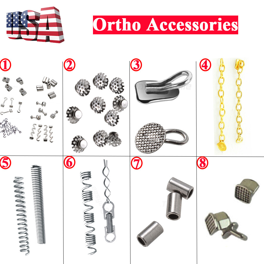 10pc Dental Orthodontic stop Lingual Buttons Crimpable Hooks Long/Short/left/Rig