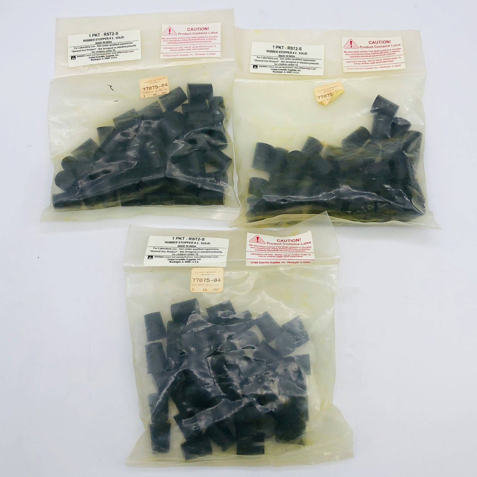 3lbs Wilkens Anderson 77075-04 Rubber Stopper Size 2 Black Solid 20mm TD 16mm BD