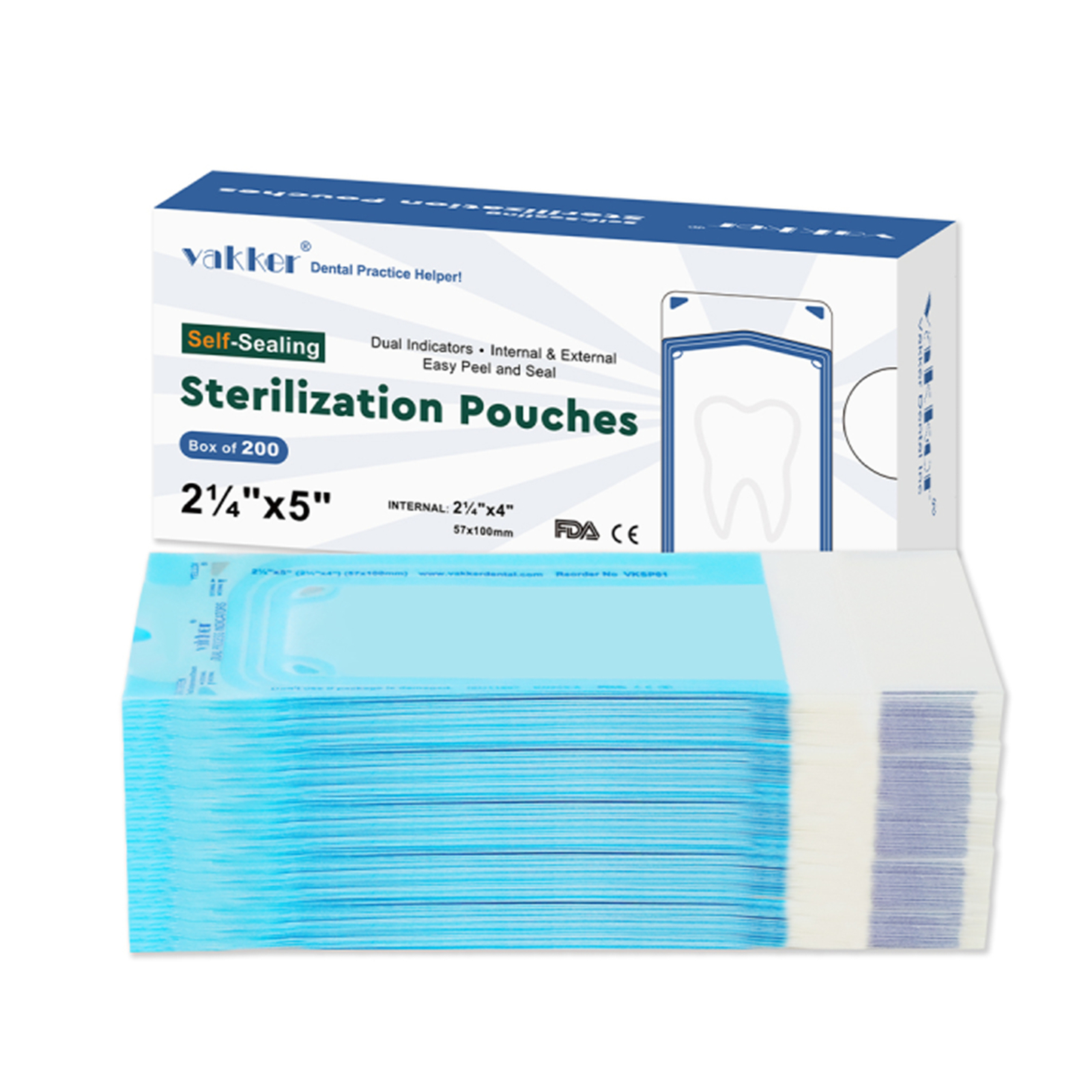 1000pc 2.25″ x 5″ Self Sealing Dental Sterilization Pouches Autoclave Bag