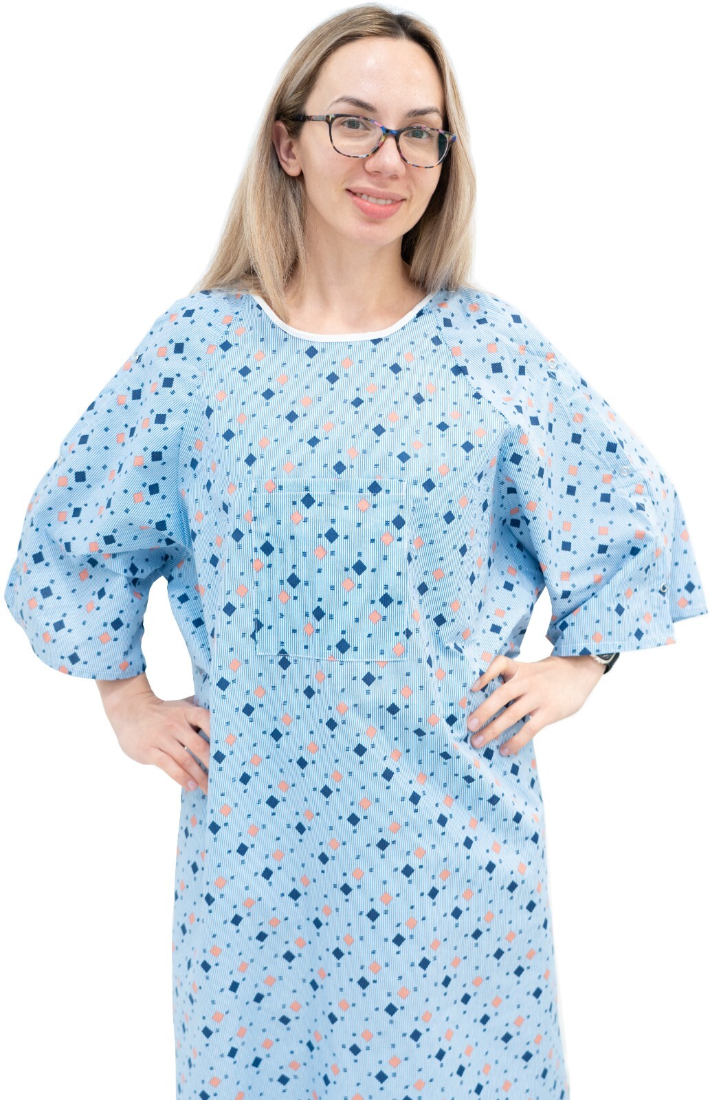 3 Pack – Unisex Hospital Gown IV Snap Sleeves – Fits Small to 2XL