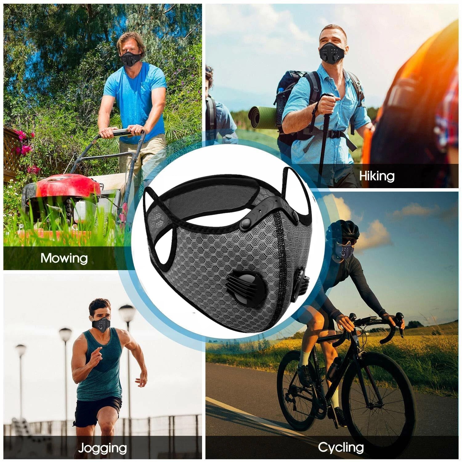 2 Pack Pollution Reusable Facepiece Half Face Shield Respirator Mask W/ Filter