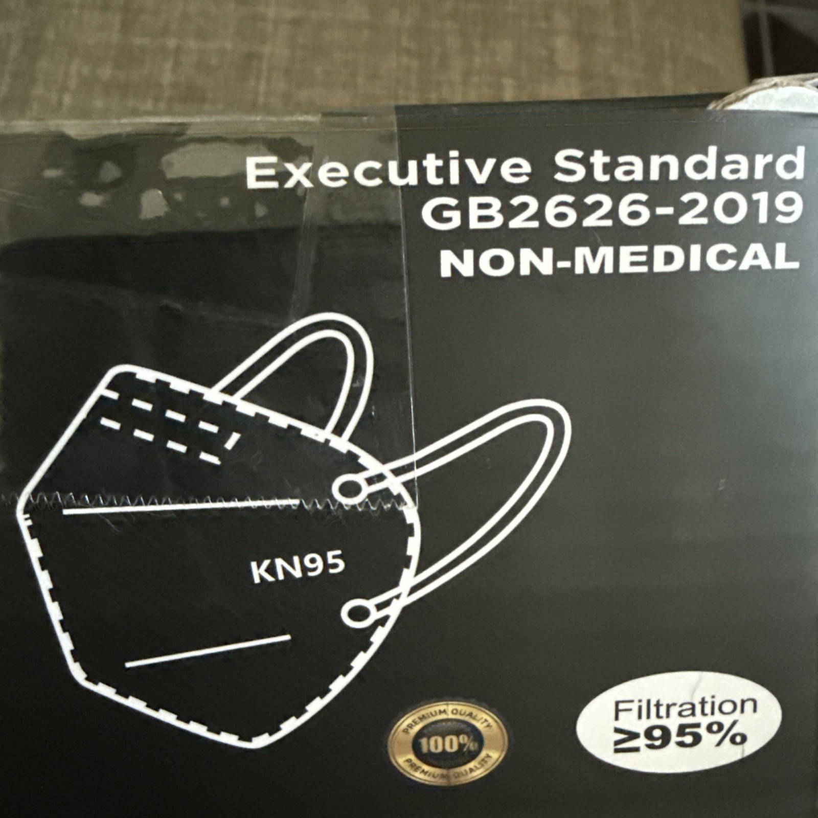 HUHETA 15 Pcs Black KN95 Protective Face Mask, 5 Layers, Foldable, Non Medical