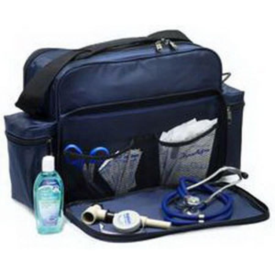 Hopkins Original Home Health Shoulder Bag Medical Tote 7x11x14″ Navy 5 Pockets 1