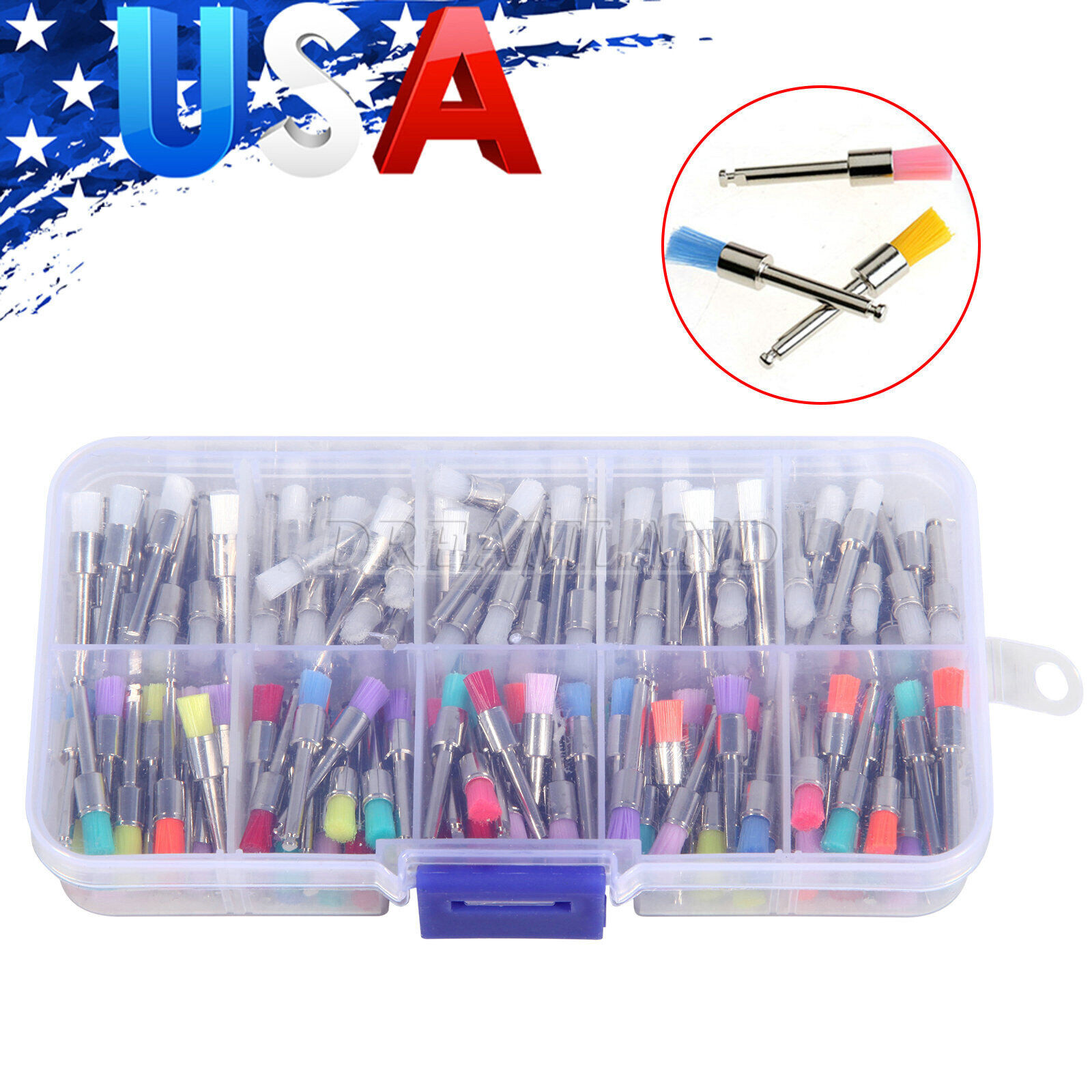 200Pcs/Box Dental Nylon Materials Closure Flat Polishing Prophylaxis Brushes