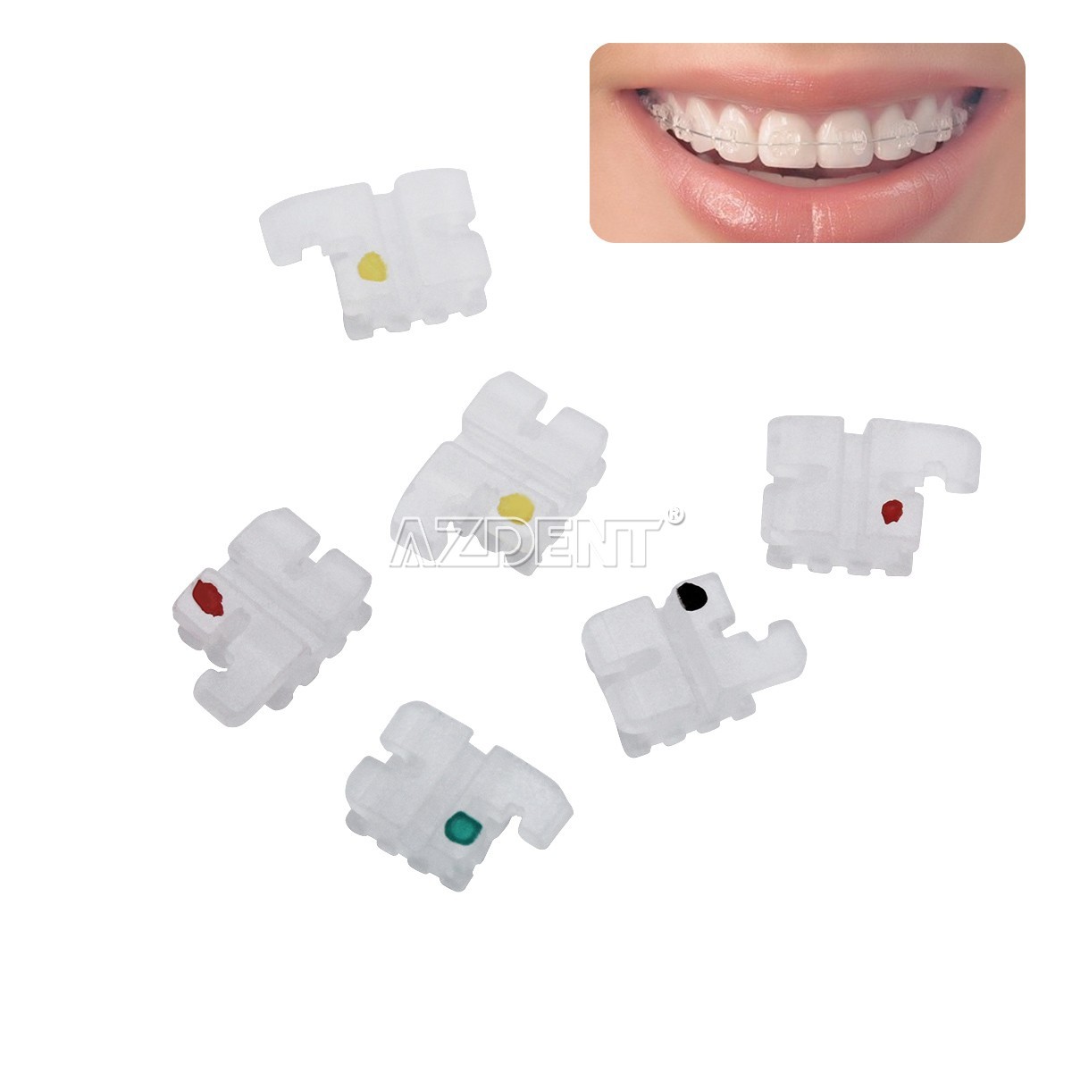 400Pc AZDENT Dental Orthodontic Ceramic Brackets Braces Roth/MBT .022 345 Hooks