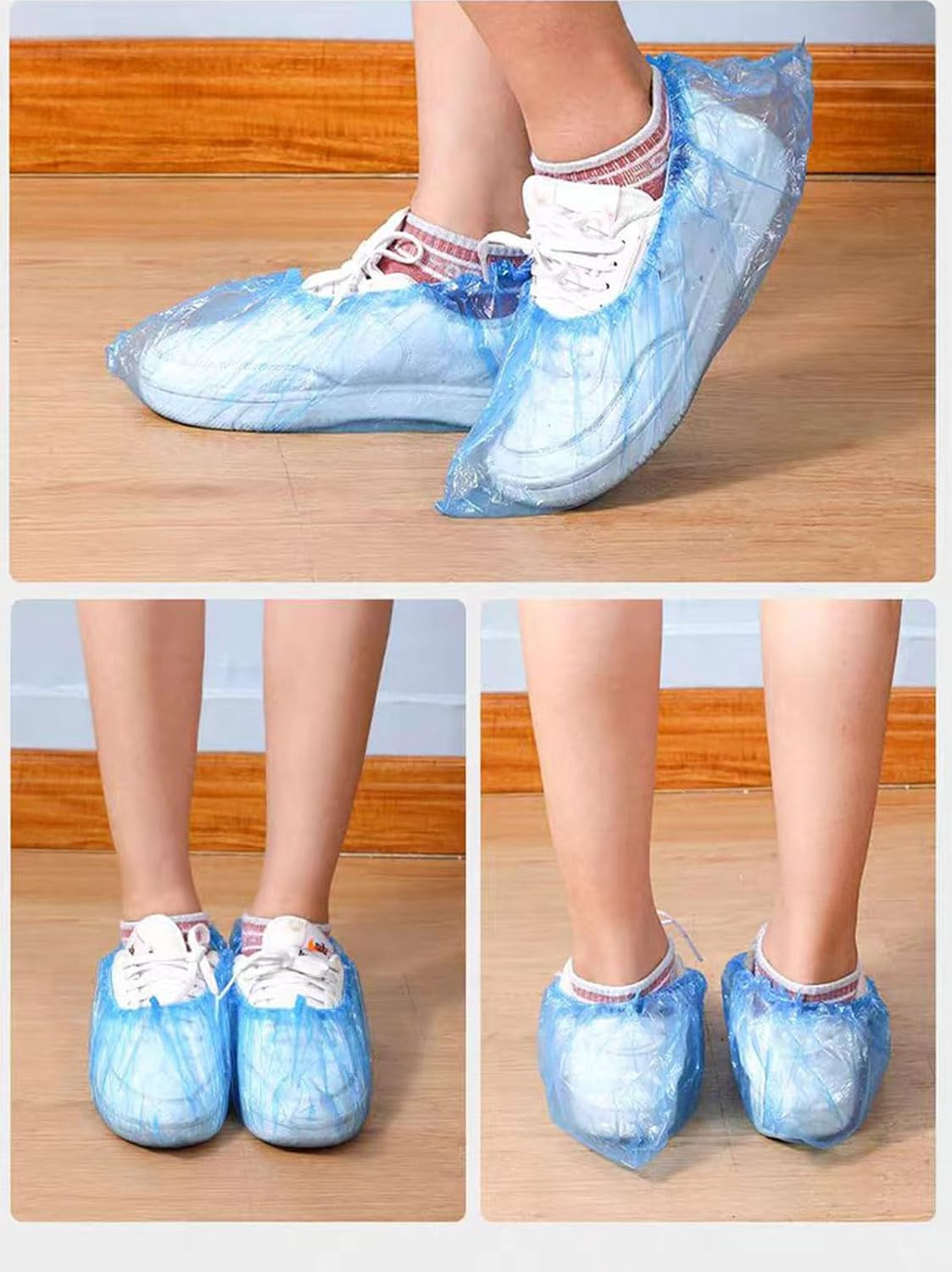 200 Pack Waterproof Non Slip Disposable Shoe Covers Indoor Outdoor Booties Blue