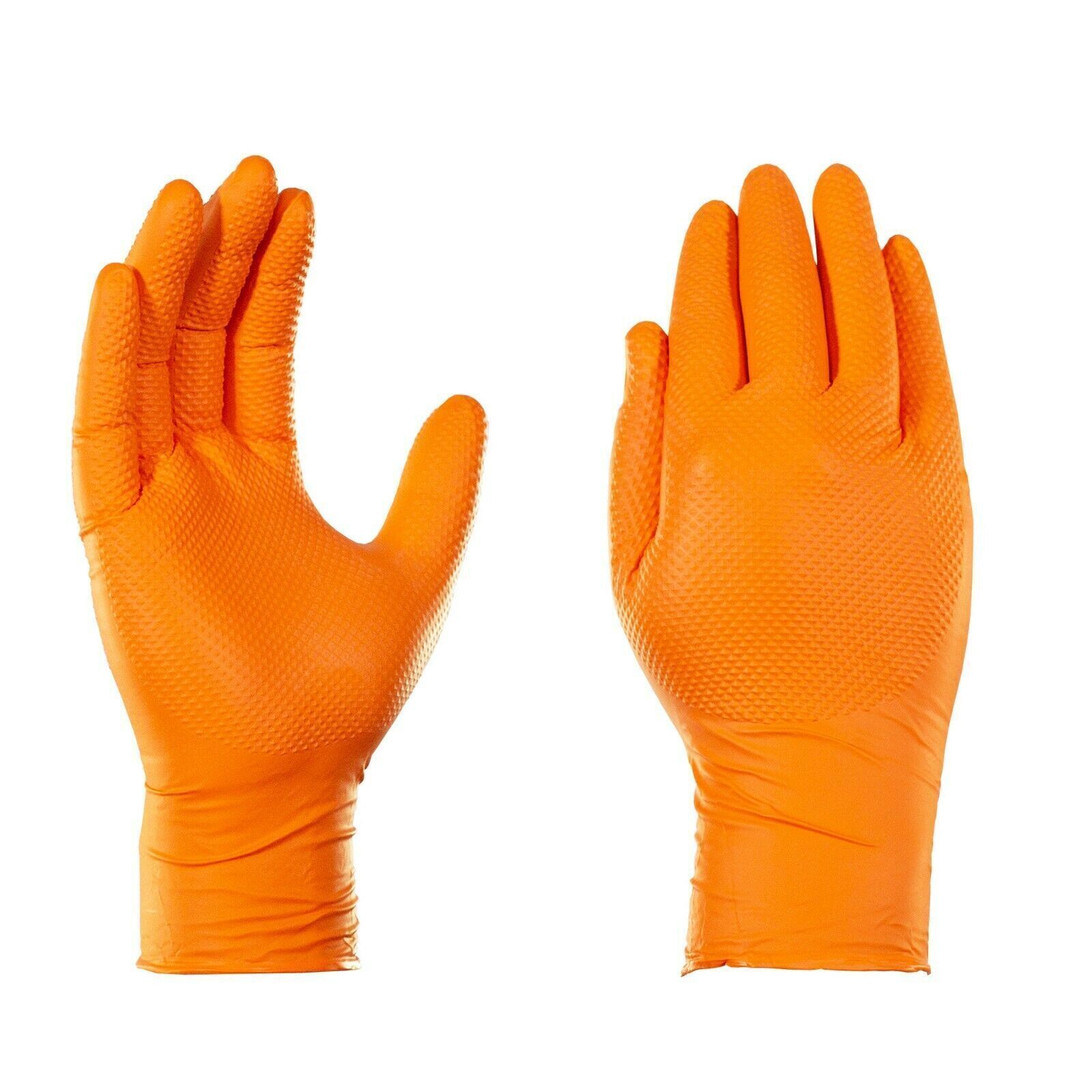 HD Orange Nitrile Disposable Gloves 8 Mil Raised Diamond Texture