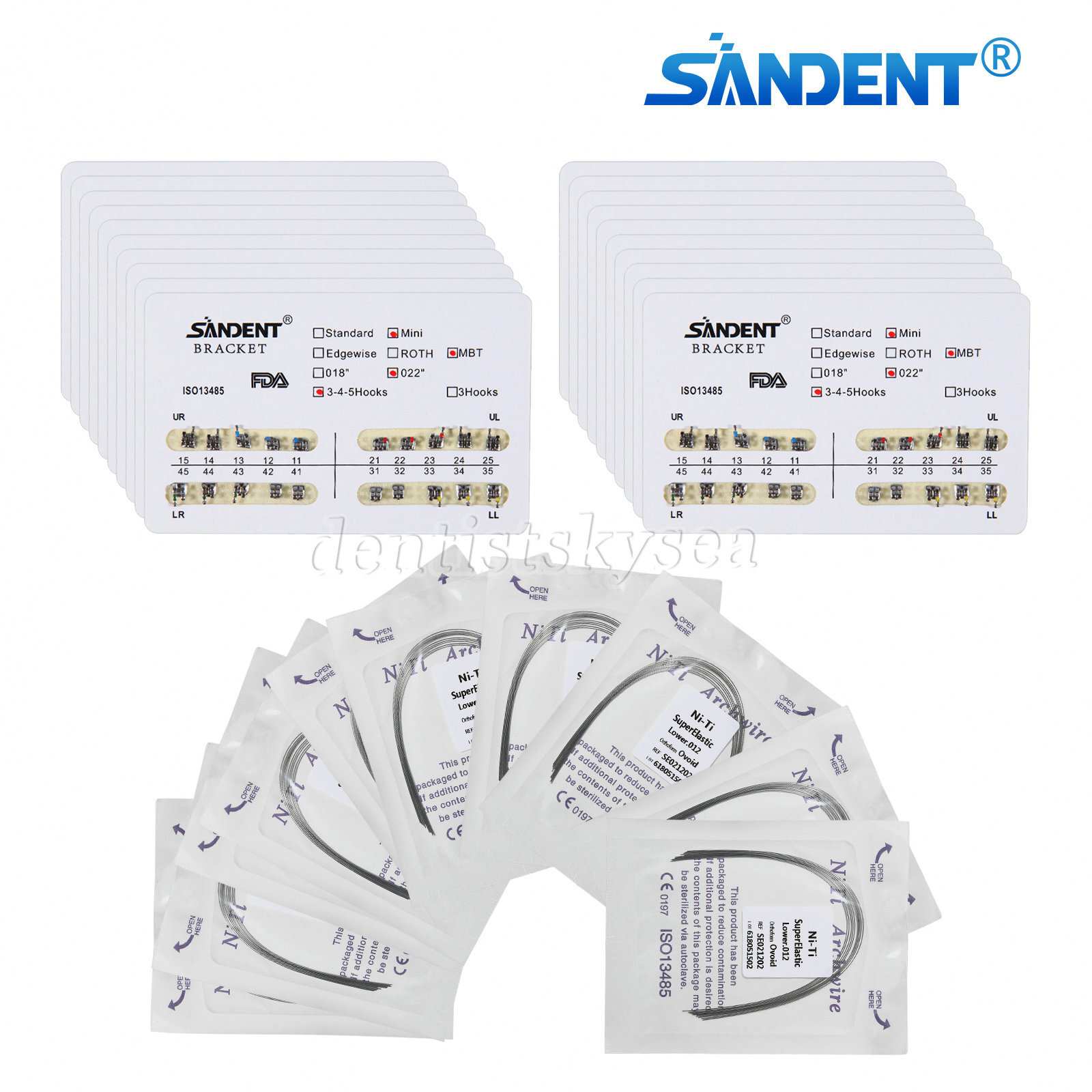 Dental Arch Wire Niti Round / 10 Packs Dental Orthodontic Metal Brackets Braces