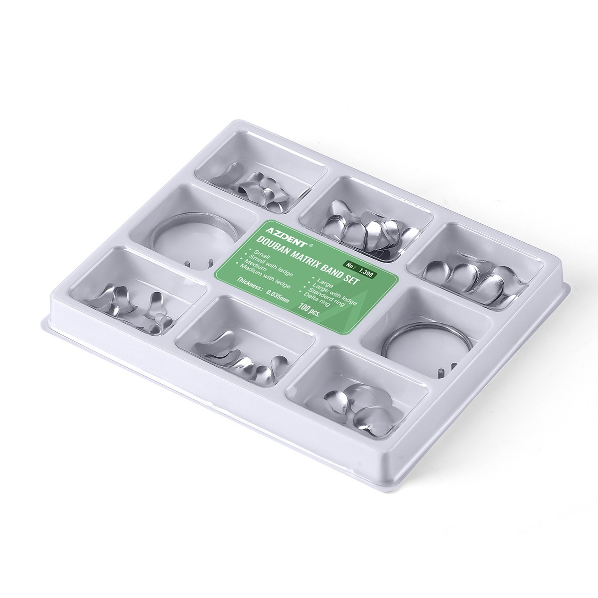 100Pcs/Box Dental Matrix Sectional Contoured Metal Matrices Band Resin Clamping