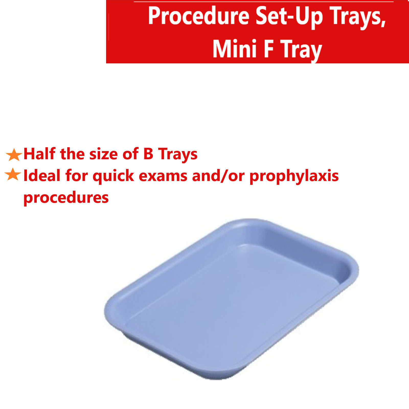 Dental Flat Tray Autoclavable Plastic Instrument Procedure Trays Non-Slip