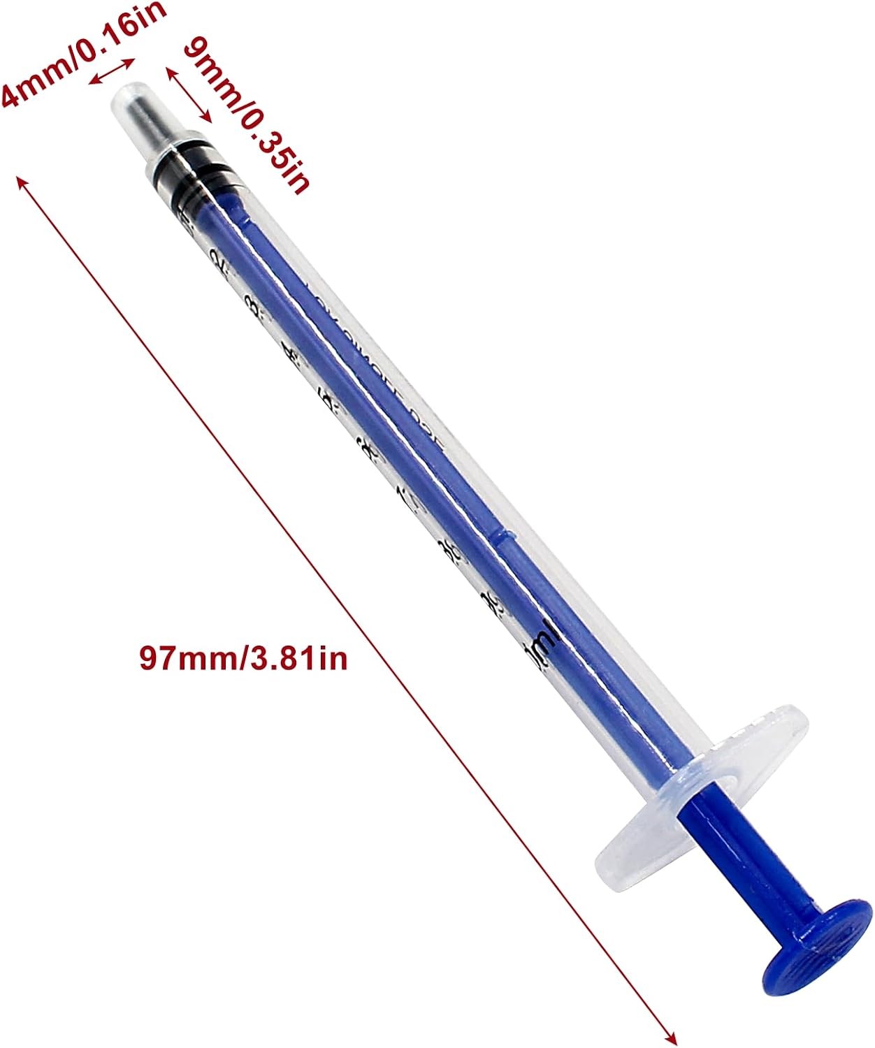 1/2/3 Ml Plastic Syringe, No Needle, Individually Wrapped, Clear Measurement
