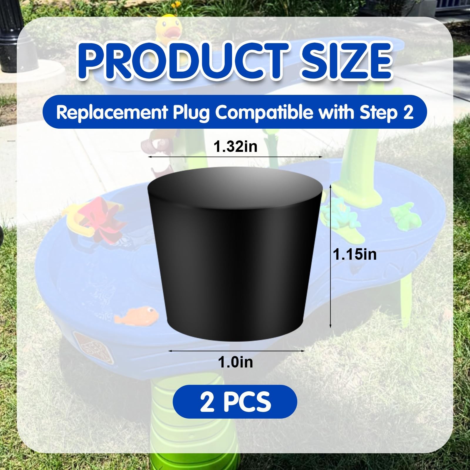 2Pcs Water Table Plug Replacement Compatible with Step 2, Rubber Black