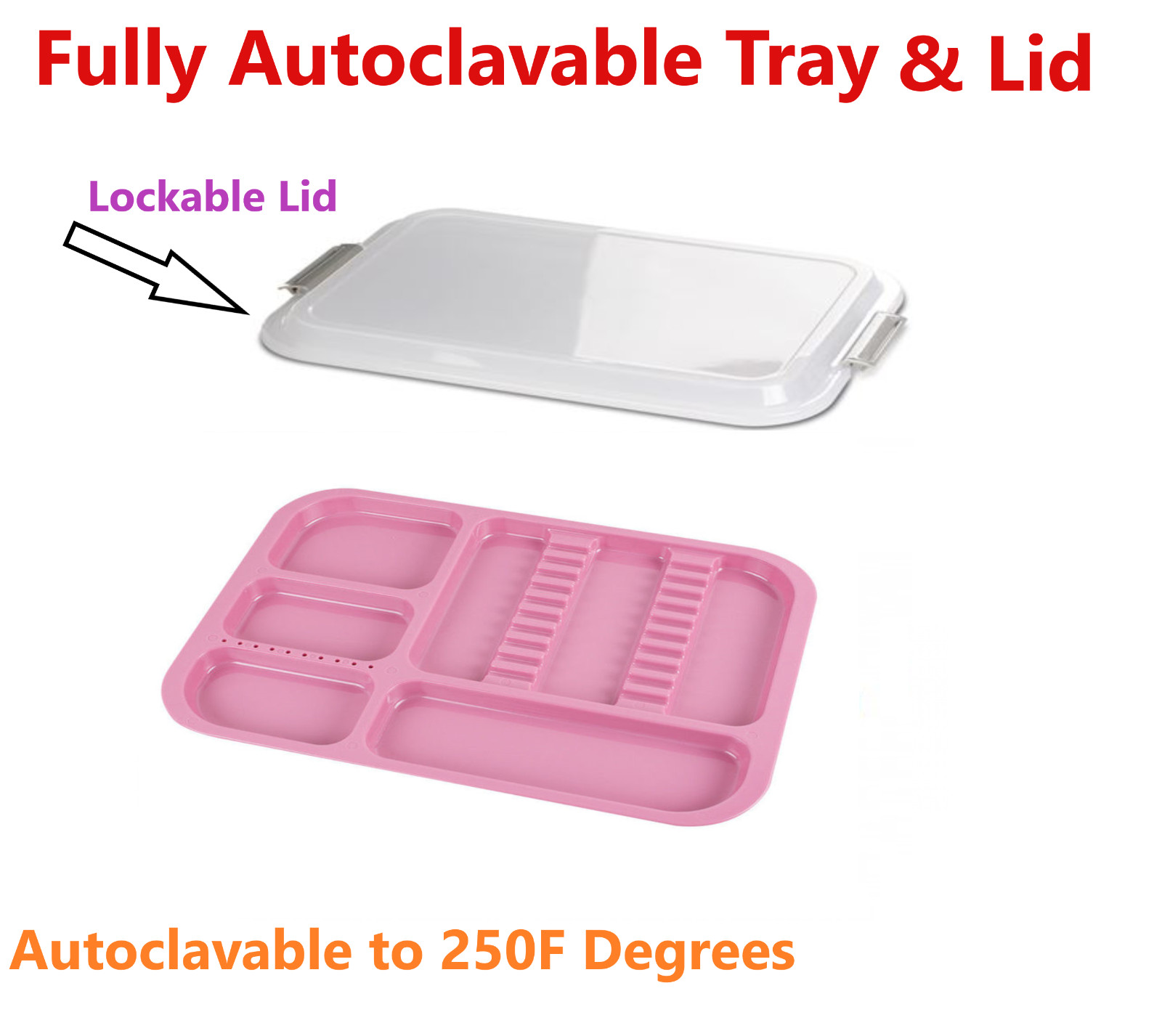 Dental Procedure Set-Up Trays Divided B (Ritter), Autoclavable Tray & Lid Cover