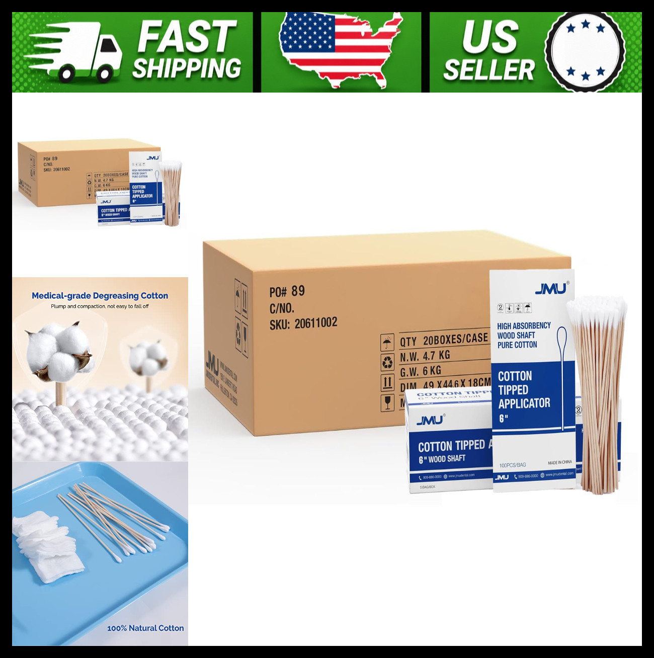 JMU 6 Inch Medical Cotton Tipped Applicators