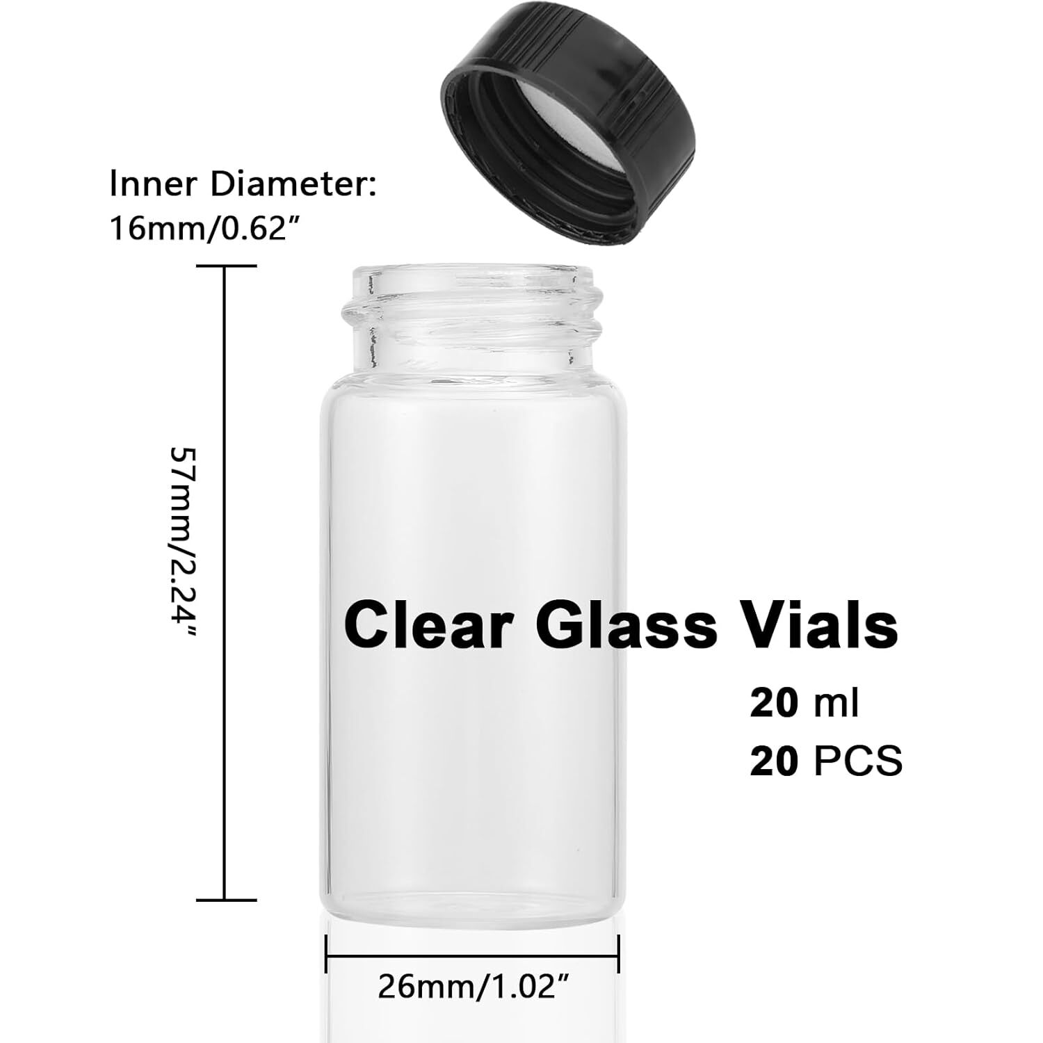 JIUWU 20 Pack, 20 ml Clear Glass Vials with Screw Caps 5 Dram Small Size…