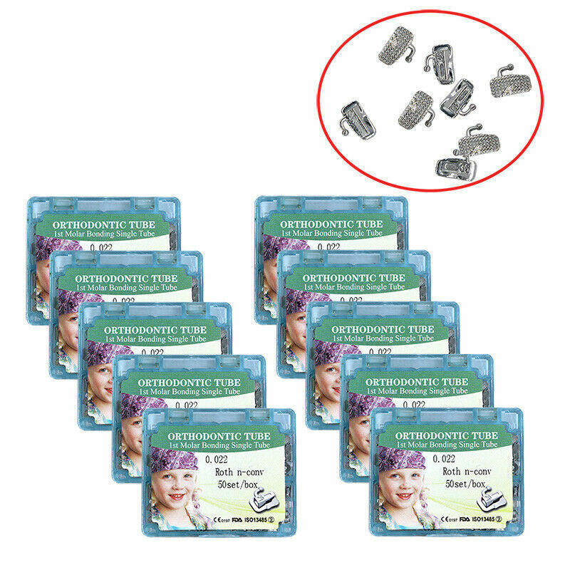 Dental Orthodontic Buccal Tube Bonding Single Tube 1st molar 022 Roth 50 set/box