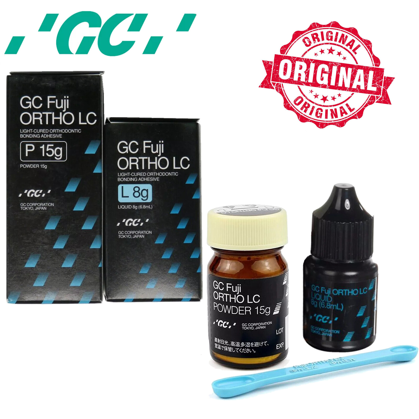 GC Fuji ORTHO LC light-cure Glass Ionomer Cement liquid 8g Power 15g CE