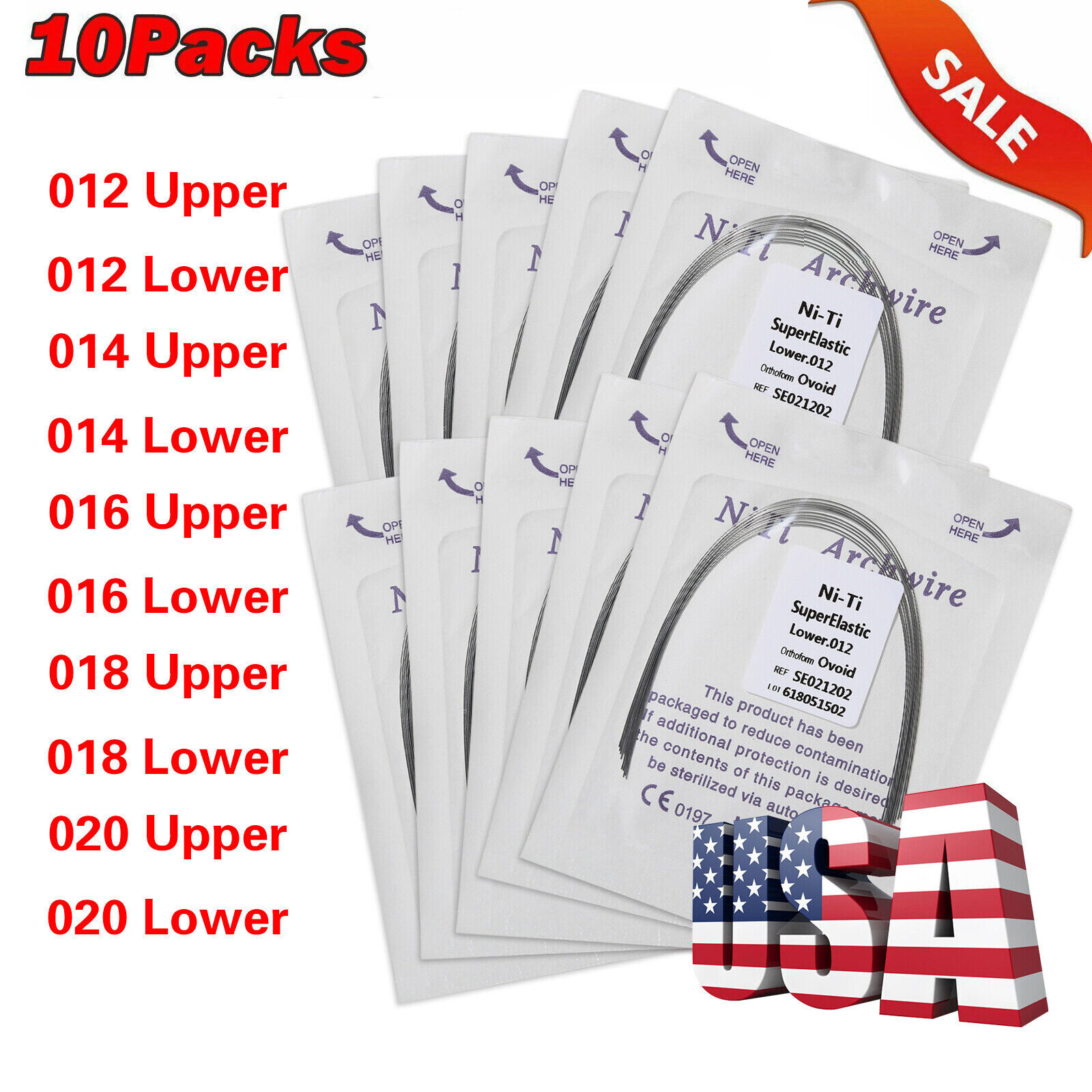 100pcs 10packs Dental Orthodontic Super Elastic Niti Arch Wire Round Ovoid Form