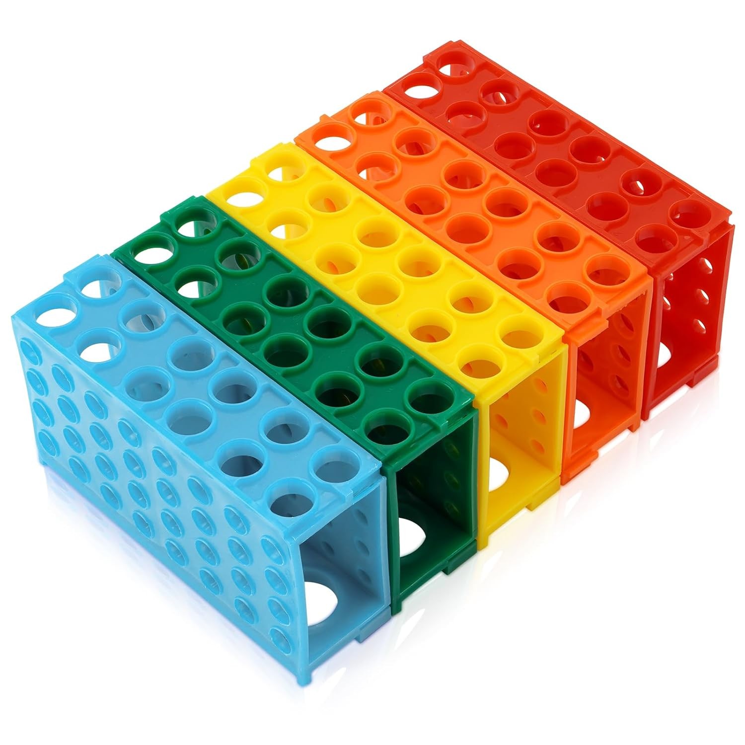 5 Pcs 4 Way Plastic Tube Rack Colorful Lab Tube Racks 0.5ml/1.5ml/2ml/15ml/50ml