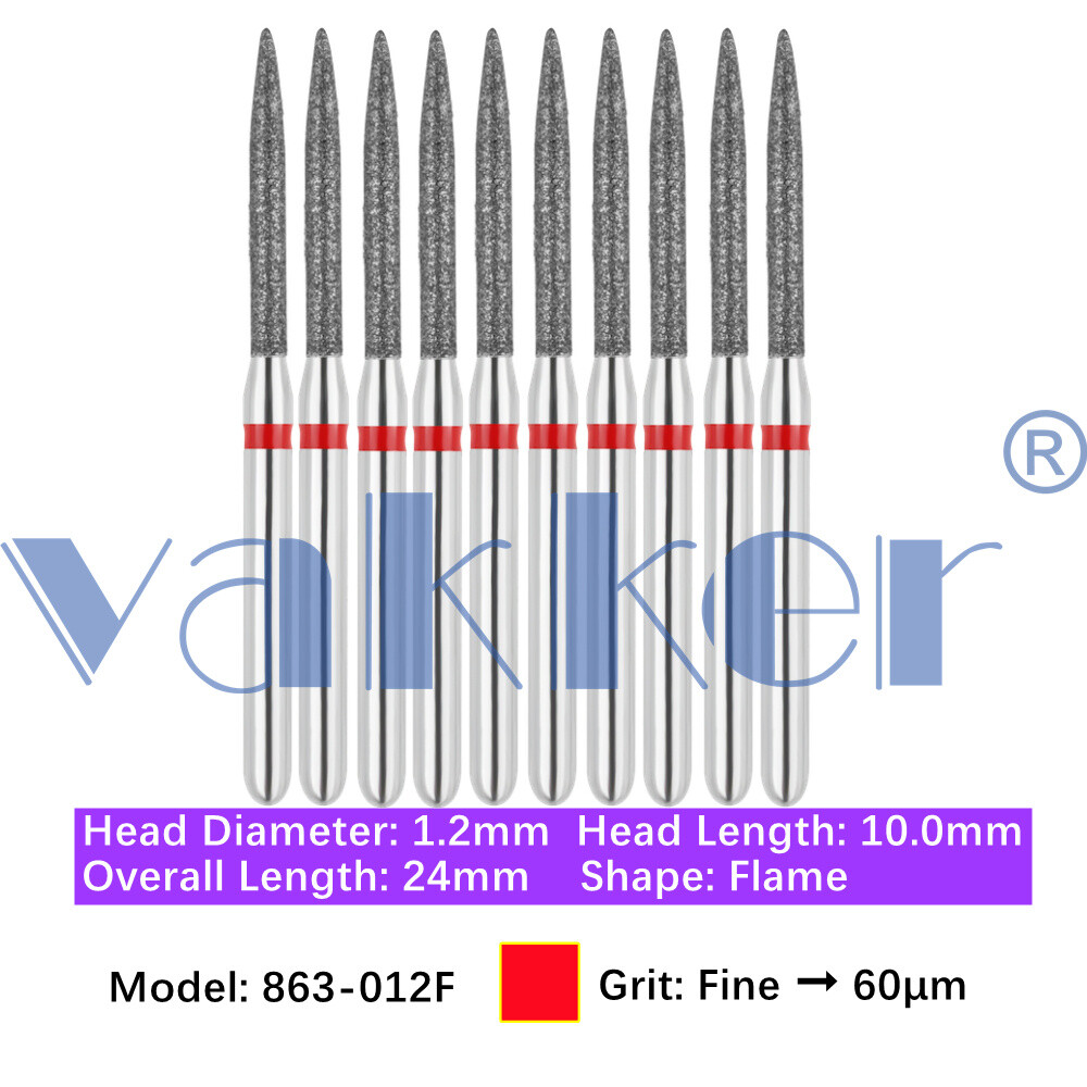 10pc/pk Diamond Burs Shape Flame Diamond Bur Super Fine Medium Coarse