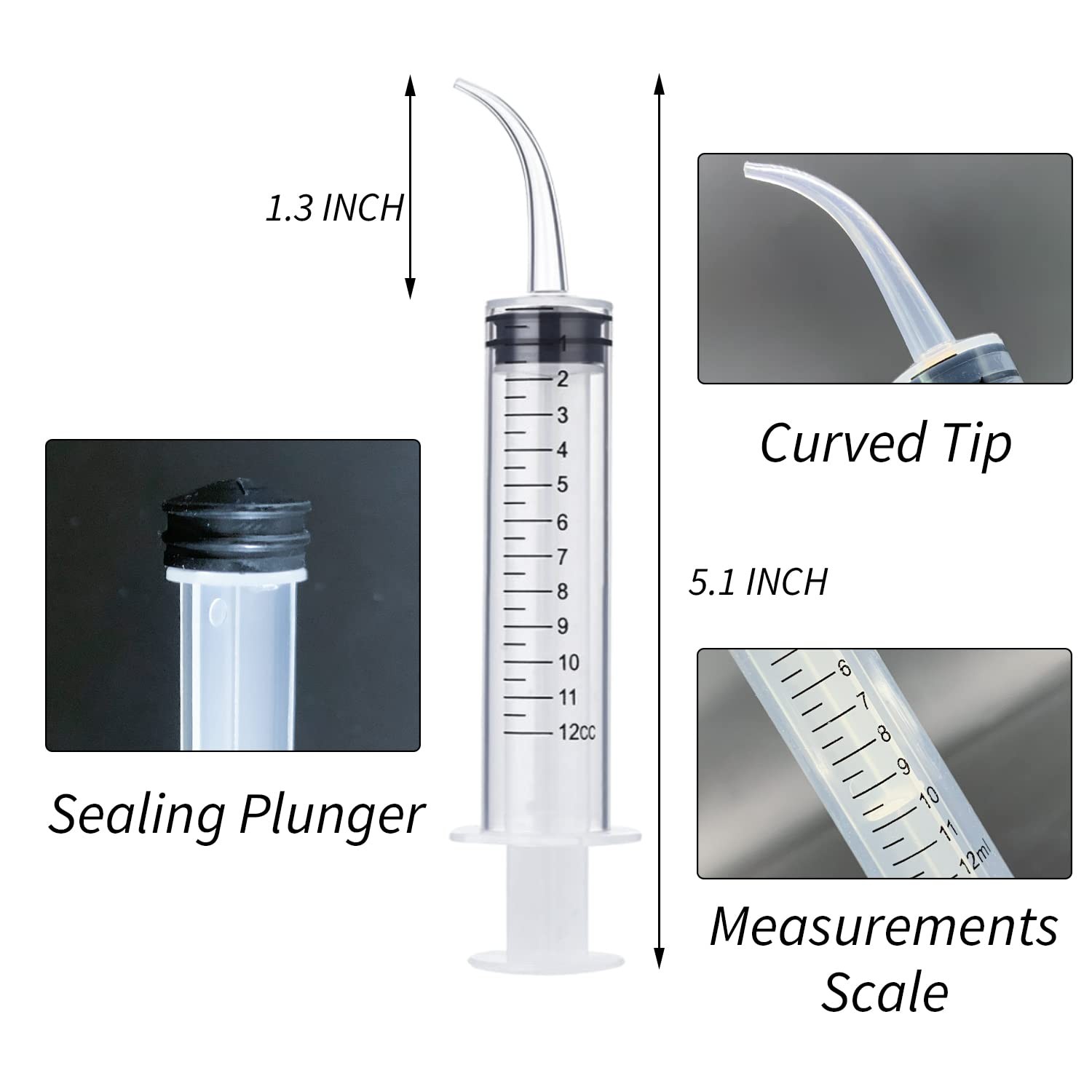 Wisdom Teeth Syringe, 5 Pack Irrigation Dental Syringes with Measure Scale