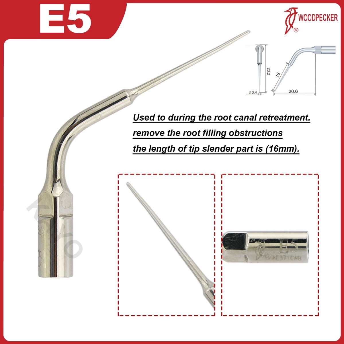 Woodpecker Dental Scaler Tips E Endo treatment tips Fit EMS Ultrasonic Scaler