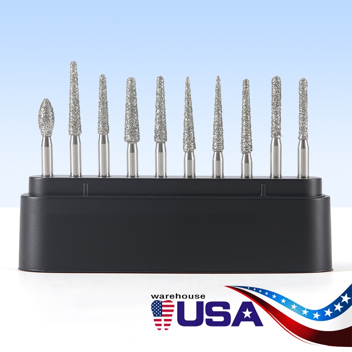 Pro Dental Diamond Zirconia Cutting Burs Kit Friction Grip 1.6mm 10Pcs/Pack