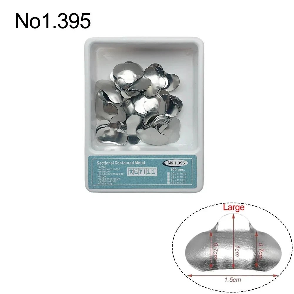 100 Pcs/Box Dental Metal Matrices Refill Matrix Band Sectional Contoured Ledge