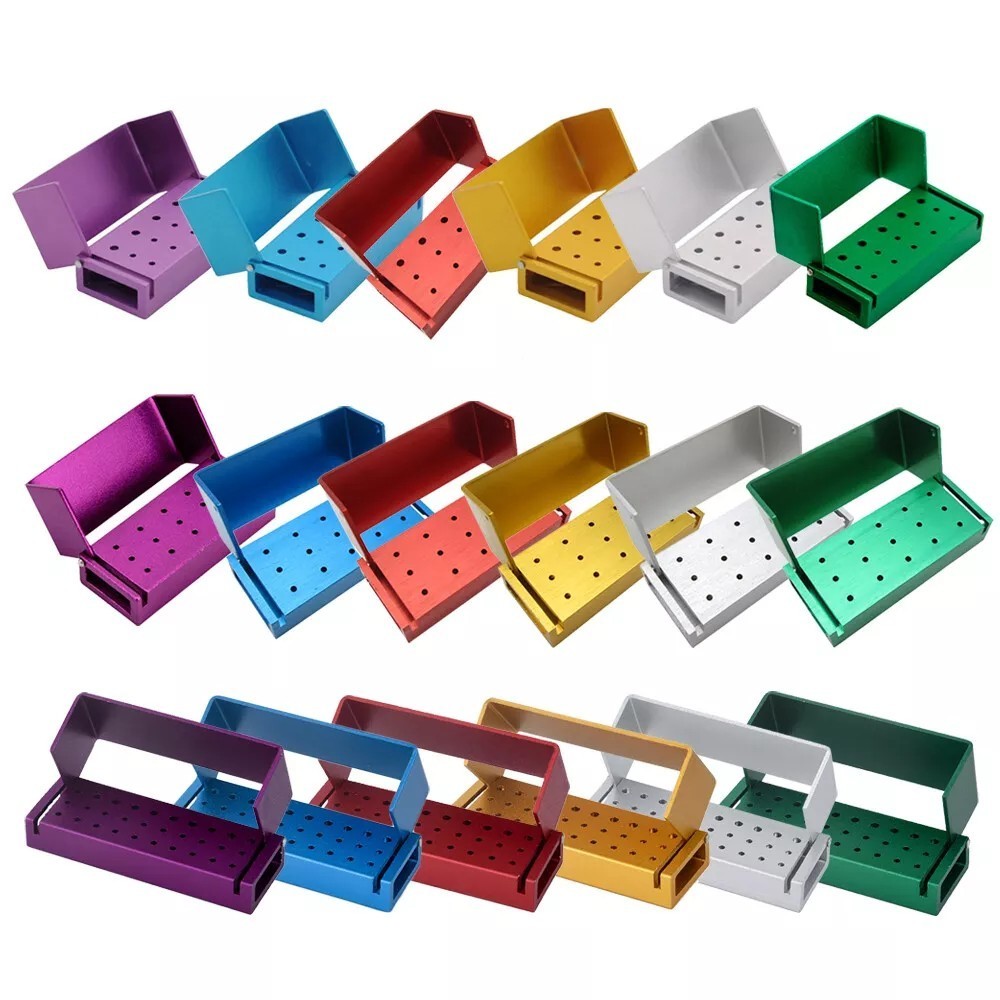 Dental Bur Holder Block Disinfection Box 10/15/16/24/30/56/100/142/152 Holes