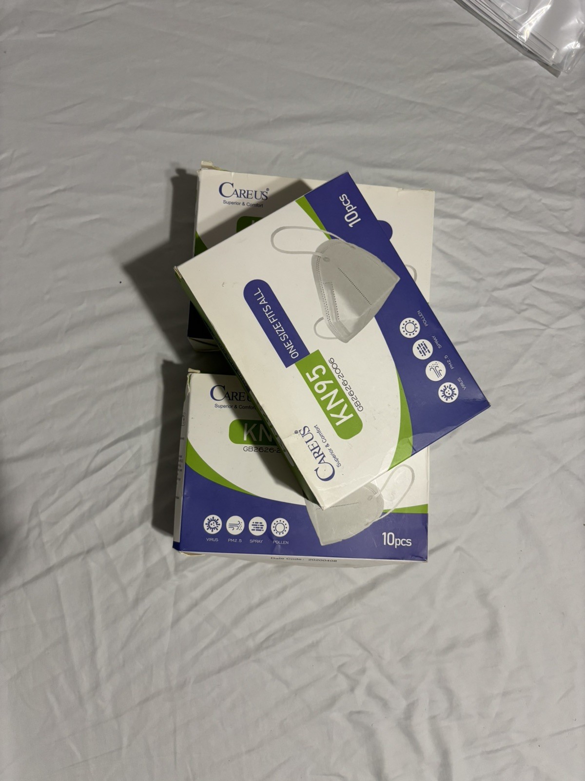 Careus KN95 Disposable Face Masks 10pcs One Size Fits All GB2626-2006
